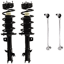 4-Piece Kit Front, Driver and Passenger Side Fully Loaded Strut, includes (2) Loaded Strut and (2) Sway Bar Link