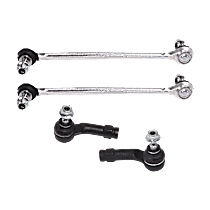 4-Piece Kit Front, Driver and Passenger Side Sway Bar Link, includes (2)Sway Bar Link and (2)Tie Rod End