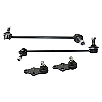4-Piece Kit Front, Driver and Passenger Side, Lower Ball Joint, For Models Without Sport Suspension, GAS,  Includes (2)Ball Joint and (2)Sway Bar Link
