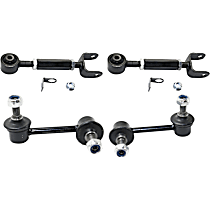 4-Piece Kit Rear, Driver and Passenger Side, Upper Control Arm,  Includes (2)Control Arm, (2)Sway Bar Link