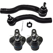4-Piece Kit Front, Driver and Passenger Side, Outer Tie Rod End, includes (2)Ball Joint and (2)Tie Rod End