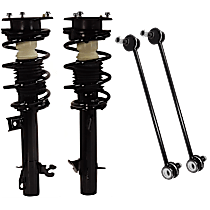 4-Piece Kit Front, Driver and Passenger Side Fully Loaded Strut, Hatchback,  Includes (2) Loaded Strut and (2) Sway Bar Link