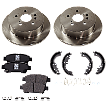 6-Piece Kit Rear Brake Shoe Set, 3.3L 6Cyl, For Models With  Disc Brake  Includes (2) Brake Disc, (1) Brake Pad Set, and (1) Brake Shoe Set