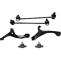 6-Piece Kit Front, Driver and Passenger Side, Lower Control Arm, FWD, Power Steering, includes (2)Ball Joint, (2)Control Arm and (2)Sway Bar Link