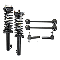 6-Piece Kit Front, Driver and Passenger Side Fully Loaded Strut,  Includes (2) Loaded Strut, (2) Sway Bar Link, and (2) Tie Rod End