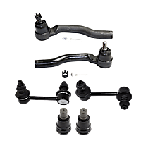 6-Piece Kit Front, Driver and Passenger Side, Outer Tie Rod End, Standard Design, includes (2)Ball Joint, (2)Sway Bar Link and (2)Tie Rod End