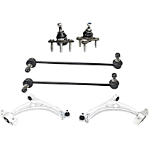 6-Piece Kit Front, Driver and Passenger Side, Lower Control Arms, Includes (2)Ball Joint, (2)Control Arm and (2)Sway Bar Link