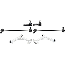 6-Piece Kit Front, Driver and Passenger Side, Lower Control Arms, Includes (2)Control Arm, (2)Sway Bar Link and (2)Tie Rod End