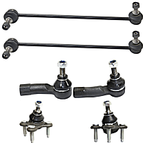6-Piece Kit Front, Driver and Passenger Side, Lower Ball Joint, includes (2)Ball Joint, (2)Tie Rod End and (2)Sway Bar Link