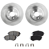 4-Piece Kit Front Brake Disc and Pad Kit, Plain Surface, 5 Lugs, 2.5L 4Cyl,  Includes (2) Brake Disc and (1) Brake Pad Set