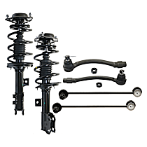 6-Piece Kit Front, Driver and Passenger Side Fully Loaded Strut, Sedan,  Includes (2) Fully Loaded Strut, (2) Sway Bar Link, and (2) Tie Rod End