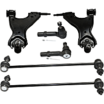8-Piece Kit Front, Driver and Passenger Side, Lower Control Arm Kit, includes (2) Control Arm, (2) Sway Bar Link, and (4) Tie Rod End