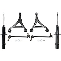 6-Piece Kit Front, Driver and Passenger Side, Lower Control Arm Kit, includes (2) Control Arm, (2) Strut, and (2) Sway Bar Link