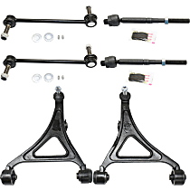 6-Piece Kit Front, Driver and Passenger Side, Lower Control Arm Kit, includes (2) Control Arm, (2) Sway Bar Link, and (2) Tie Rod End