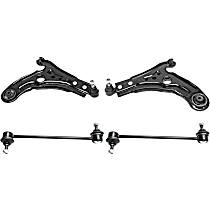 4-Piece Kit Front, Driver and Passenger Side, Lower Control Arm Kit,  Includes (2) Control Arm and (2) Sway Bar Link