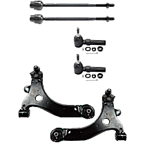 6-Piece Kit Front, Driver and Passenger Side, Lower Control Arm Kit,  Includes (2) Control Arm and (4) Tie Rod End
