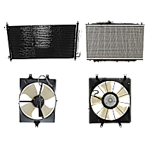 4-Piece Kit A/C Condenser, 3.2L 6Cyl,  Includes (1) A/C Condenser, (2) Cooling Fan Assembly, and (1) Radiator