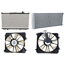 4-Piece Kit A/C Condenser, 3.5L 6Cyl,  Includes (1) A/C Condenser, (2) Cooling Fan Assembly, and (1) Radiator