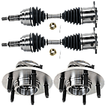 4-Piece Kit Front, Driver and Passenger Side Suspension Kit, 4WD, With Front Torsion Bar Spring,  Includes (2) Axle Assembly and (2) Wheel Hub