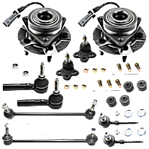 10-Piece Kit Front, Driver and Passenger Side Suspension Kit, Includes (2) Ball Joint, (4) Sway Bar Link, (2) Tie Rod End, and (2) Wheel Hub