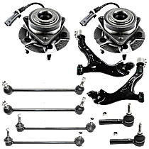 10-Piece Kit Front, Driver and Passenger Side Suspension Kit, Includes (2) Control Arm, (4) Sway Bar Link, (2) Tie Rod End, and (2) Wheel Hub