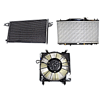 3-Piece Kit A/C Condenser, 2.0L 4Cyl,  Includes (1) A/C Condenser, (1) Cooling Fan Assembly, and (1) Radiator