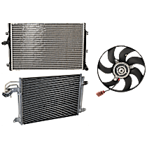 3-Piece Kit A/C Condenser, includes (1) A/C Condenser, (1) Cooling Fan Assembly and (1) Radiator, 2.0L Eng., 4 Cyl.