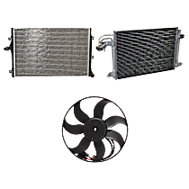 3-Piece Kit A/C Condenser, includes (1) A/C Condenser, (1) Cooling Fan Assembly and (1) Radiator, 2.0L Eng., 4 Cyl.