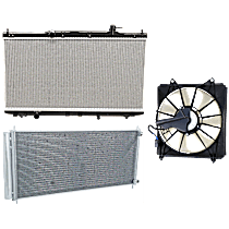3-Piece Kit A/C Condenser, 3.5L 6Cyl,  Includes (1) A/C Condenser, (1) Cooling Fan Assembly, and (1) Radiator