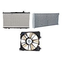 3-Piece Kit A/C Condenser, 3.5L 6Cyl,  Includes (1) A/C Condenser, (1) Cooling Fan Assembly, and (1) Radiator