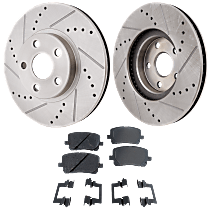 Front Brake Disc and Pad Kit, Cross-drilled and Slotted, Ceramic Pad Material, Pro-Line Series