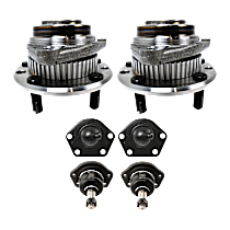 6-Piece Kit Front, Driver and Passenger Side Suspension with Ball Joints and Wheel Hubs
