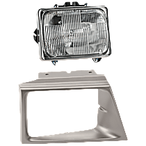 2-Piece Kit, Passenger Side Halogen Headlight, With bulb(s), For Models With Short Bed, OE Replacement, Includes (1) Headlight Door and (1) Headlight