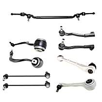9-Piece Kit Front, Driver and Passenger Side Suspension with Center Link, Control Arms, Sway Bar Links, and Tie Rod Ends