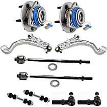 10-Piece Kit Front, Driver and Passenger Side Suspension Includes Control Arms, Sway Bar Links, Tie Rod Ends, and Wheel Hubs