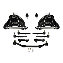 Front, Driver and Passenger Side Suspension Kit, includes Ball Joint, Center Link, Control Arm, Tie Rod Adjusting Sleeve, and Tie Rod End