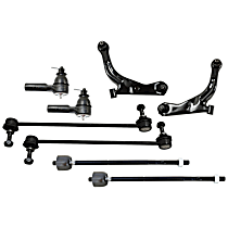 8-Piece Kit Front, Driver and Passenger Side Suspension Includes Control Arms, Sway Bar Links, and Tie Rod Ends