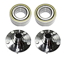 4-Piece Kit Front, Driver and Passenger Side Wheel Hub, FWD, 5 Lugs, Without Bearing,  Includes (2) Wheel Bearing and (2) Wheel Hub