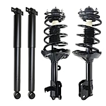 4-Piece Kit Front and Rear, Driver and Passenger Side Shock and Fully Loaded Strut, includes (2) Loaded Strut and (2) Shock Absorber