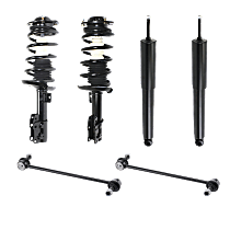 6-Piece Kit Front and Rear, Driver and Passenger Side Suspension Includes Loaded Strut, Shock Absorber, and Sway Bar Link