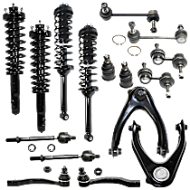 16-Piece Kit Driver and Passenger Side Suspension Kit,  Includes (2) Ball Joint, (2) Control Arm, (4) Loaded Strut, (4) Sway Bar Link, and (4) Tie Rod End