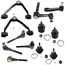 12-Piece Kit, Front, Driver And Passenger Side Suspension Kit, Includes Ball Joint, Control Arm, Idler Arm, Pitman Arm, And Tie Rod End