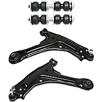 4-Piece Kit Front, Driver and Passenger Side, Lower Control Arm Kit,  Includes (2) Control Arm and (2) Sway Bar Link