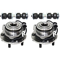 4-Piece Kit Front, Driver and Passenger Side Suspension Kit, 4-Wheel ABS, 4WD, Heavy Duty Design, Includes (2) Sway Bar Link and (2) Wheel Hub