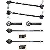 6-Piece Kit Front, Driver and Passenger Side Suspension, includes Sway Bar Link and Tie Rod End