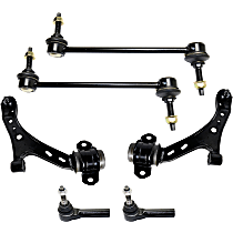 6-Piece Kit Front, Driver and Passenger Side, Lower Control Arm Kit, includes (2) Control Arm, (2) Sway Bar Link, and (2) Tie Rod End