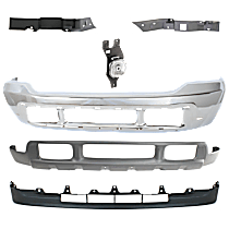 6-Piece Kit, Front Bumper, Chrome, Includes (1) Bumper, (2) Bumper Trim, (1) Fog Light, and (2) Valance