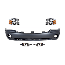5-Piece Kit Driver and Passenger Side Halogen Headlight, With bulb(s), OE Replacement,  Includes (1) Bumper Cover, (2) Corner Light, and (2) Headlight