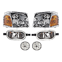 6-Piece Kit Driver and Passenger Side Halogen Headlight, With bulb(s), OE Replacement,  Includes (2) Corner Light, (2) Headlight, and (2) Fog Light