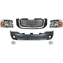 6-Piece Kit Grille, Painted Black Shell with Painted Gray Insert,  Includes (1) Bumper Cover, (2) Fog Light, (1) Grille Assembly, and (2) Headlight